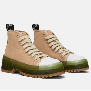 Zara Canvas Fabric High Top Platform Chunky Multicolor Sneakers Shoes Size EU 39